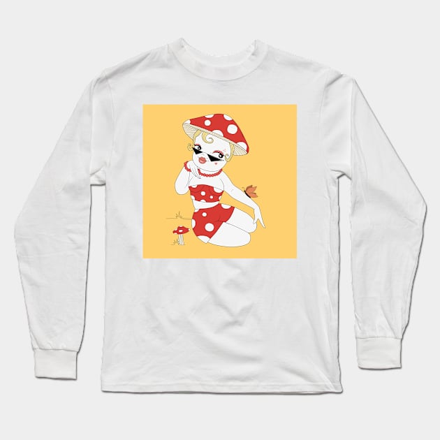 Mushroom Girl Long Sleeve T-Shirt by thecaoan